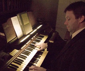 Bill Stafford at the organ Dec.21, 2008